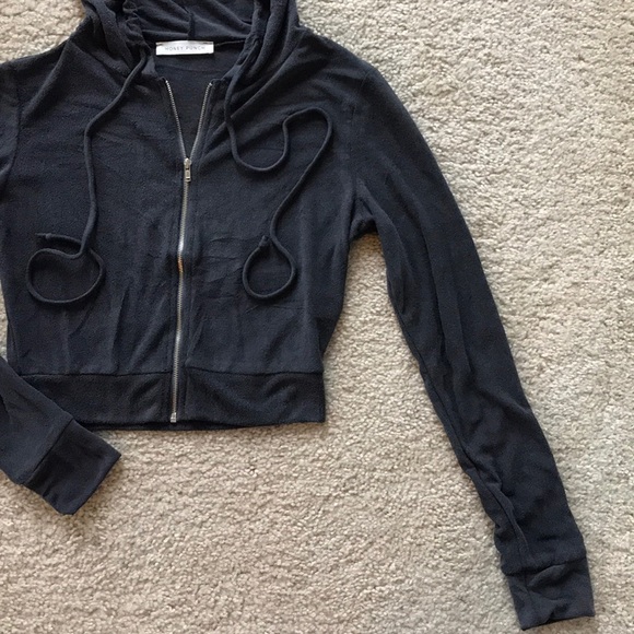 Charcoal Hooded, Cropped Jacket - Picture 6 of 8
